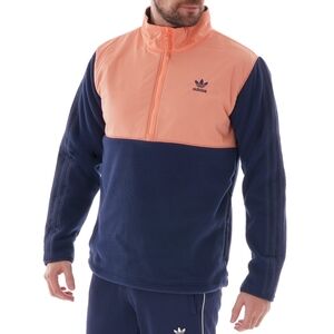 Adidas Originals Winterised 1/2 Zip Fleece Sweatshirt Men Medium Pink Blue Comfy